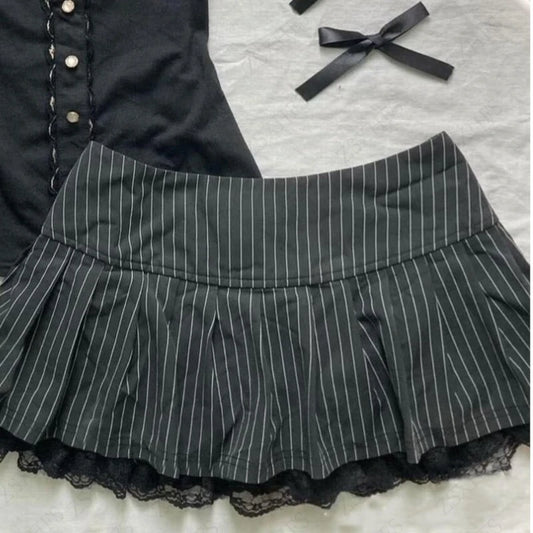 Punk Gothic Cute Striped Pinstripe Emo Mini Hipster Skirt