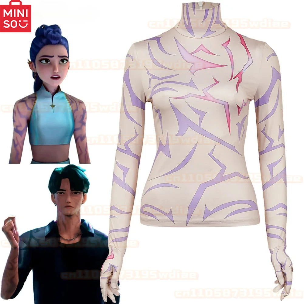 KPop Demon Hunters Rumi Jinu Cosplay Demon Patterns Fancy Dress Costume Child Adult