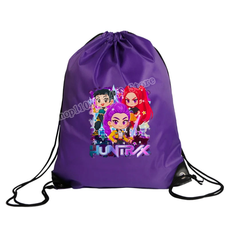 KPop Demon Hunters Merch Drawstring Swim PE Kit Sports Book Shoulder School Bag Waterproof