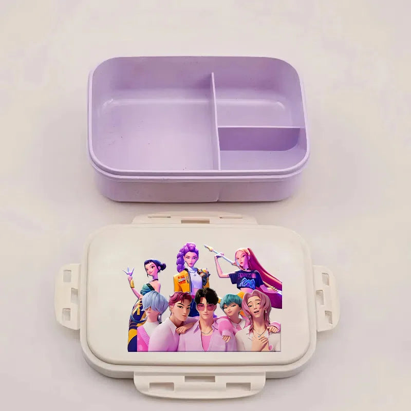Kpop Demon Hunters Lunch Box Huntrix Food Containers Kids School Picnic Lunchbox Merch Gifts