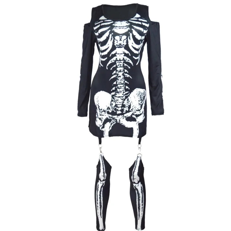 Sexy Skeleton Clubwear Halloween Fancy Dress Costume