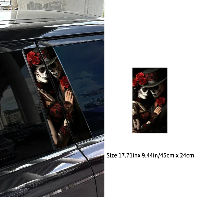 Gothic Skeleton Couple Car Decal Stickers Waterproof Halloween Decor