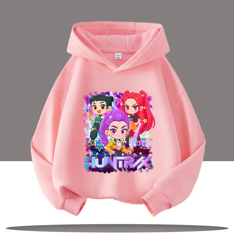 KPop Demon Hunters Huntrix Hoodies Girls Boys Rumi Hooded Sweatshirt Jumper K-pop Merch Gifts