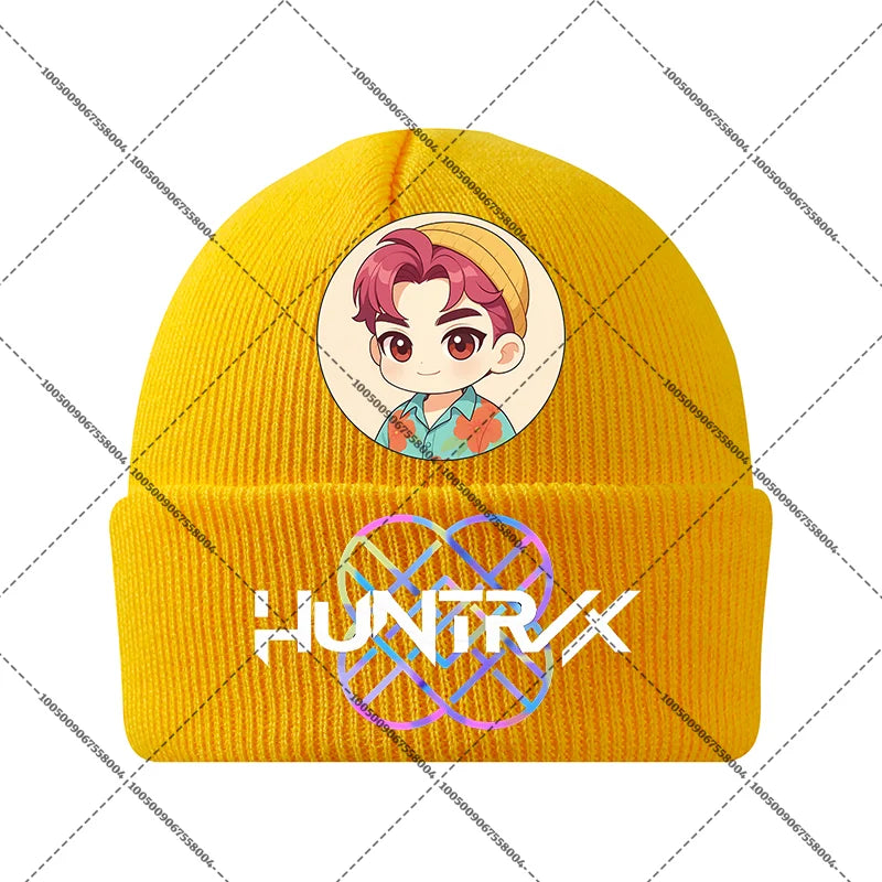 KPop Demon Hunters Huntrix Knit Cap Winter Beanie Knitted Hat Rumi Mira Zoey Merch Gifts