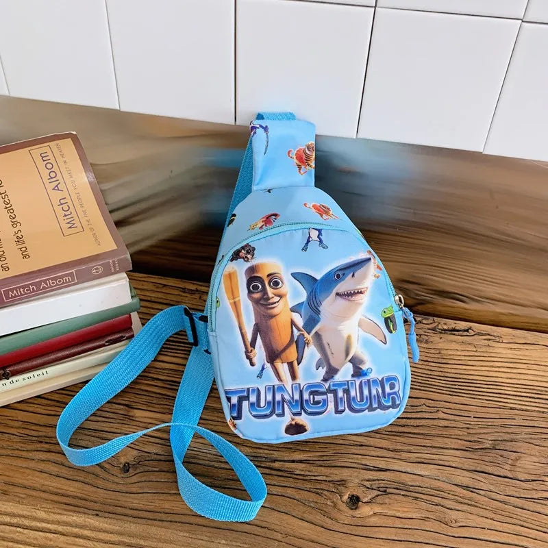 Tralalero Tralala Crossbody Bag Kids Travel Italian Brainrot Shoulder Bags Tung Tung Boys Girls Outdoor Sports Chest Pack Children Gift