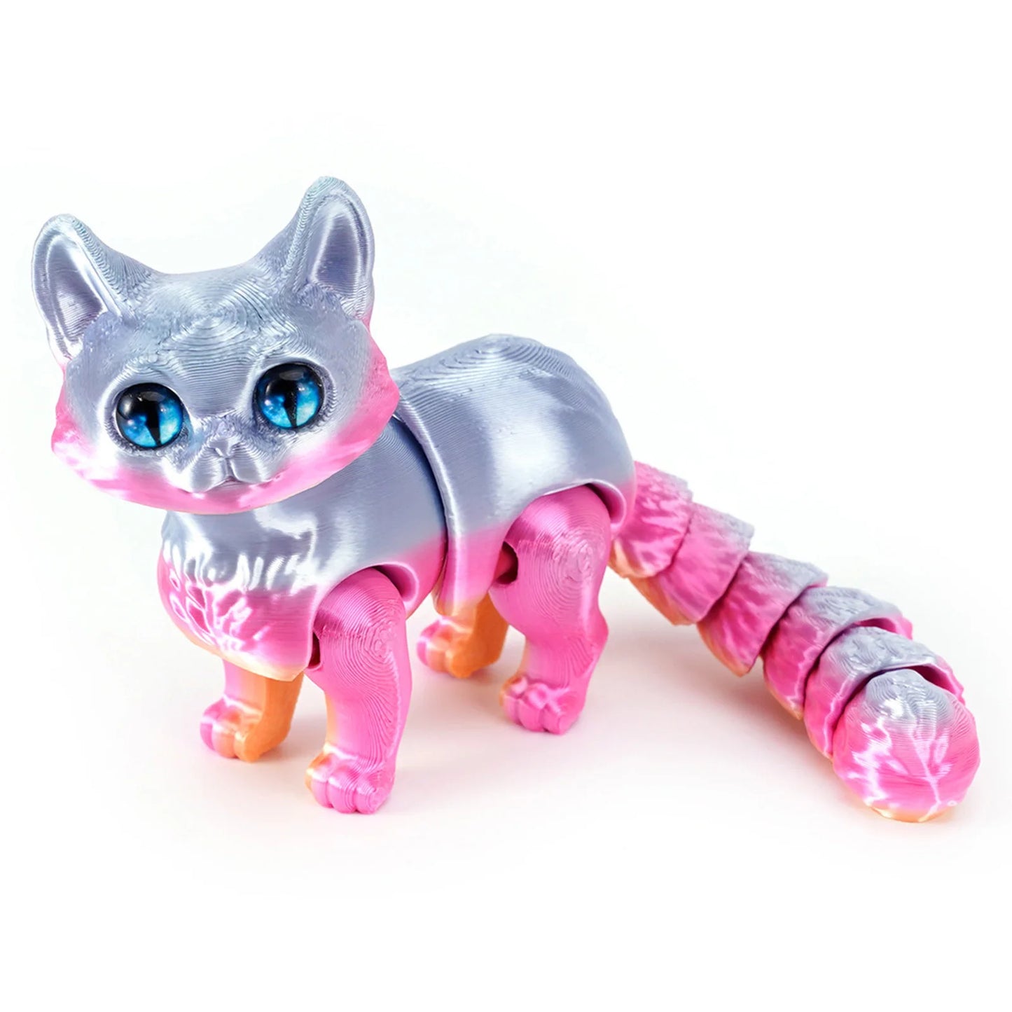 3D Printed Cute Cat Fidget Toy Figurine Articulated Animals Model Toy Desktop