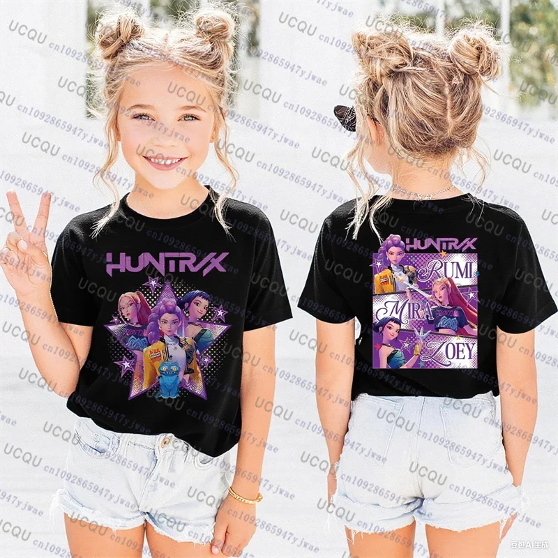 Kpop Demon Hunters Parent Child Short Sleeve T-shirt Matching Tees Huntrix K-pop