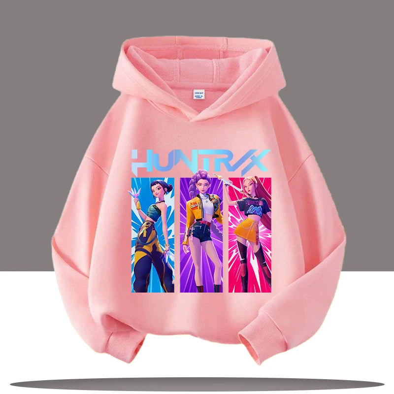 KPop Demon Hunters Huntrix Hoodies Girls Boys Rumi Hooded Sweatshirt Jumper K-pop Merch Gifts