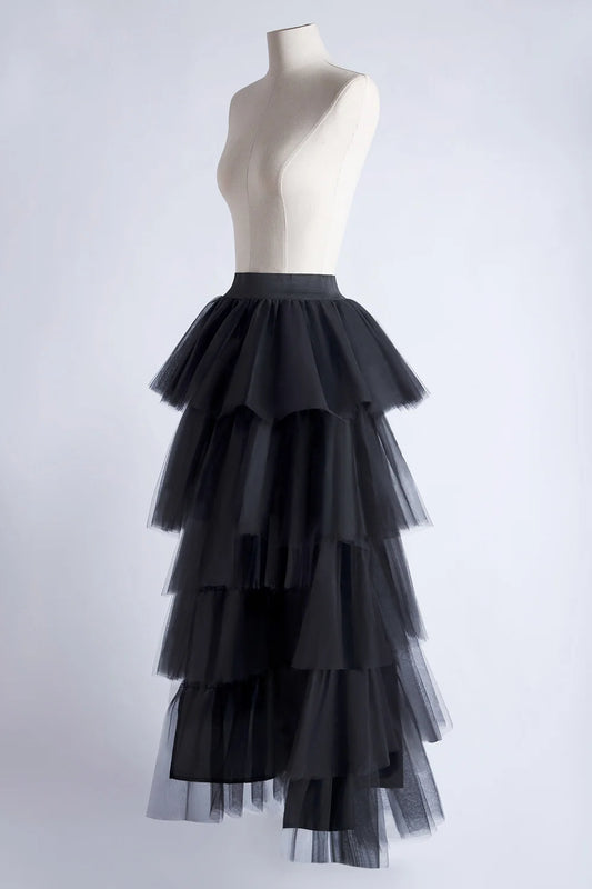 Gothic Long Layered Tulle Tutu Petticoat Skirt Costume
