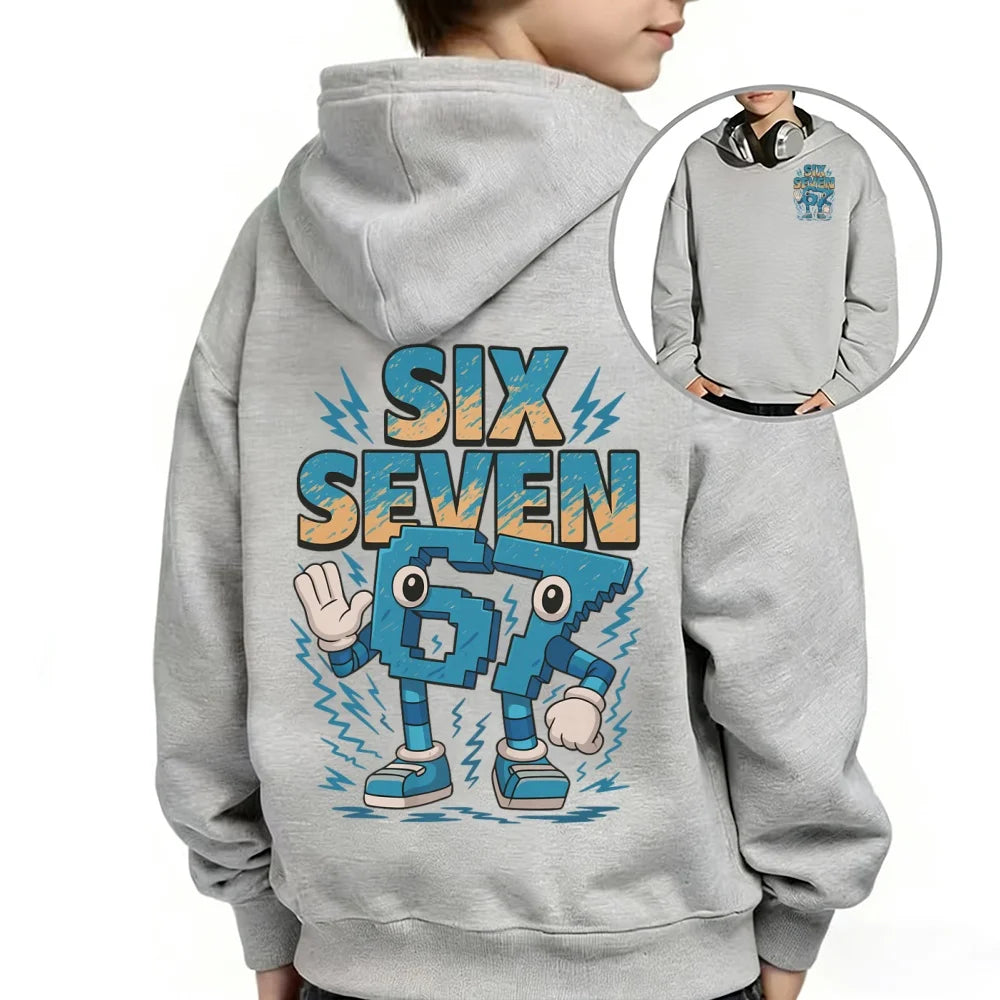 Steal a Brainrot Six Seven children's hoodie 67 trend Hooded Top Sweatshirt 6 7