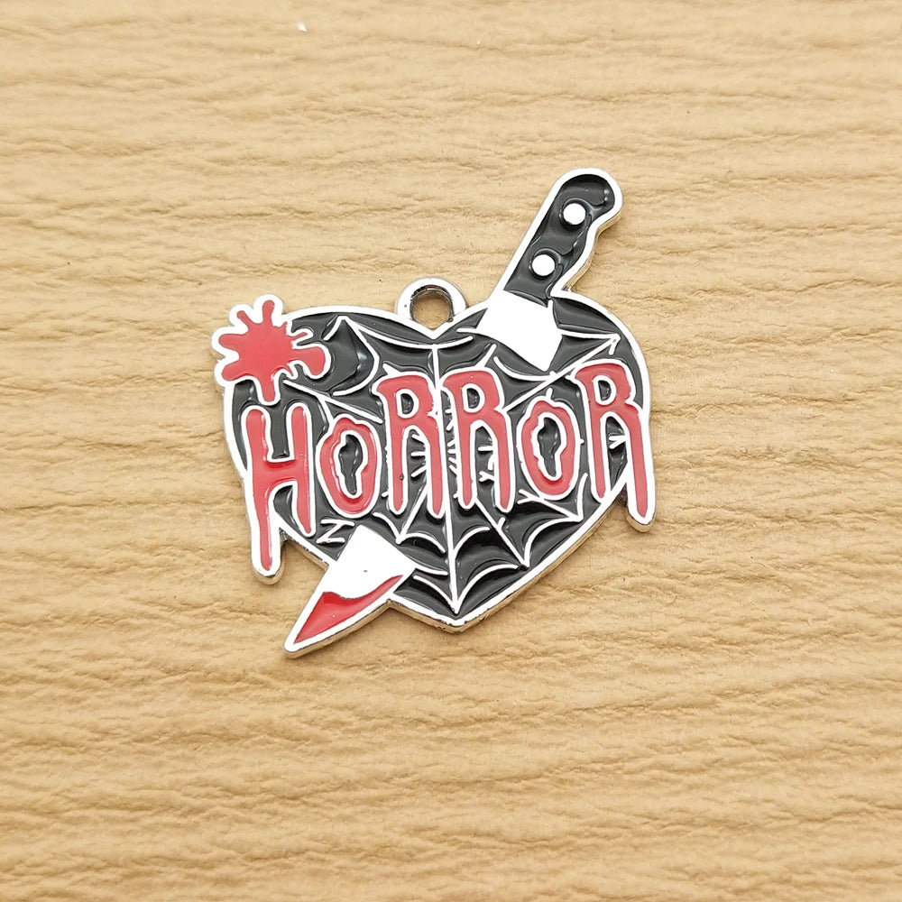 10pcs Halloween Horror Character Charm for Jewelry Making Enamel Necklace Pendant Diy Accessories Alloy Metal