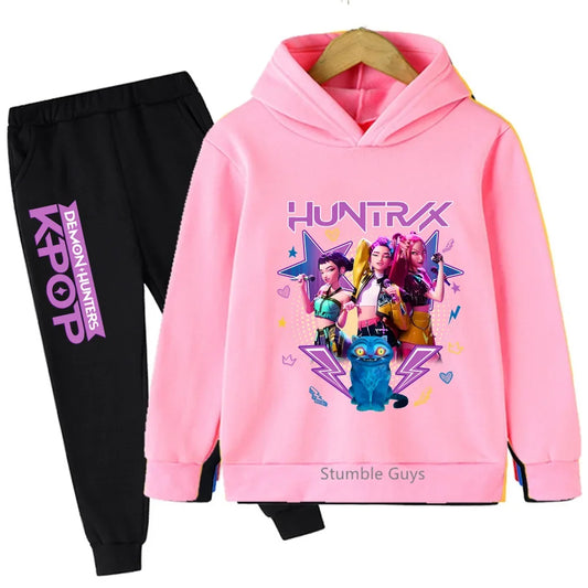 Kpop Demon Hunters Hoodie Set Huntrix Sweatshirts Tracksuit Joggers K-pop Clothes Merch