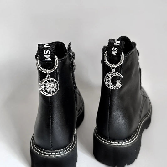 Metal Shoes Buckle  Pagan Gothic Hollow Moon Sun Boots Accessory