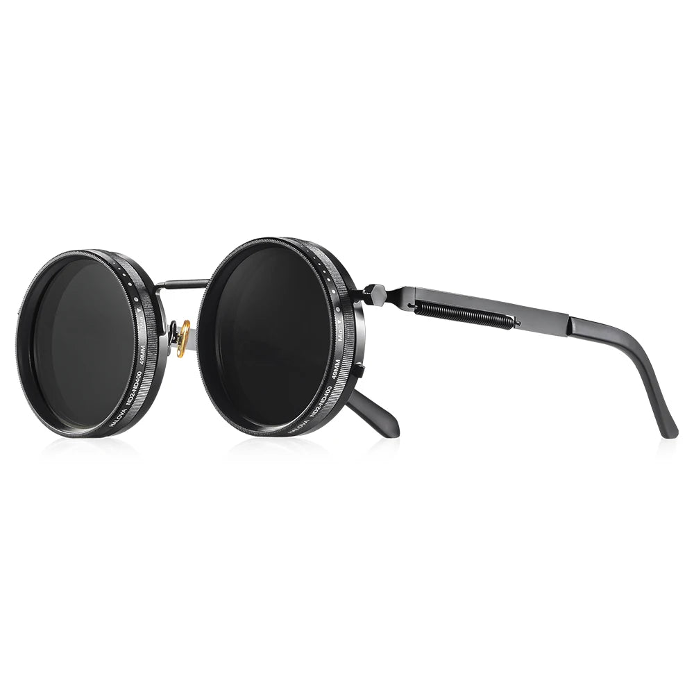 CRIXALIS Polarized Round Sunglasses ND9 Adjustable Dimming Men Women Retro Steampunk Fishing Eyeglasses Outdoor Shades UV400