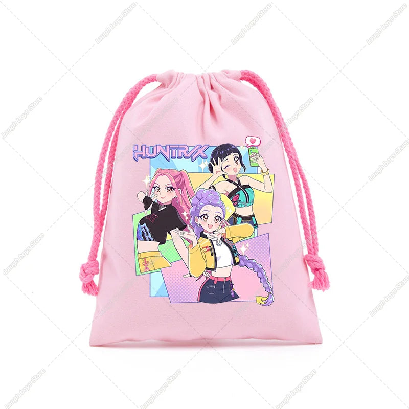 KPop Demon Hunters Merch Drawstring Purse Pouch Swim/PE Kit Swim Book Bag Huntrix Derpy Tiger Gift