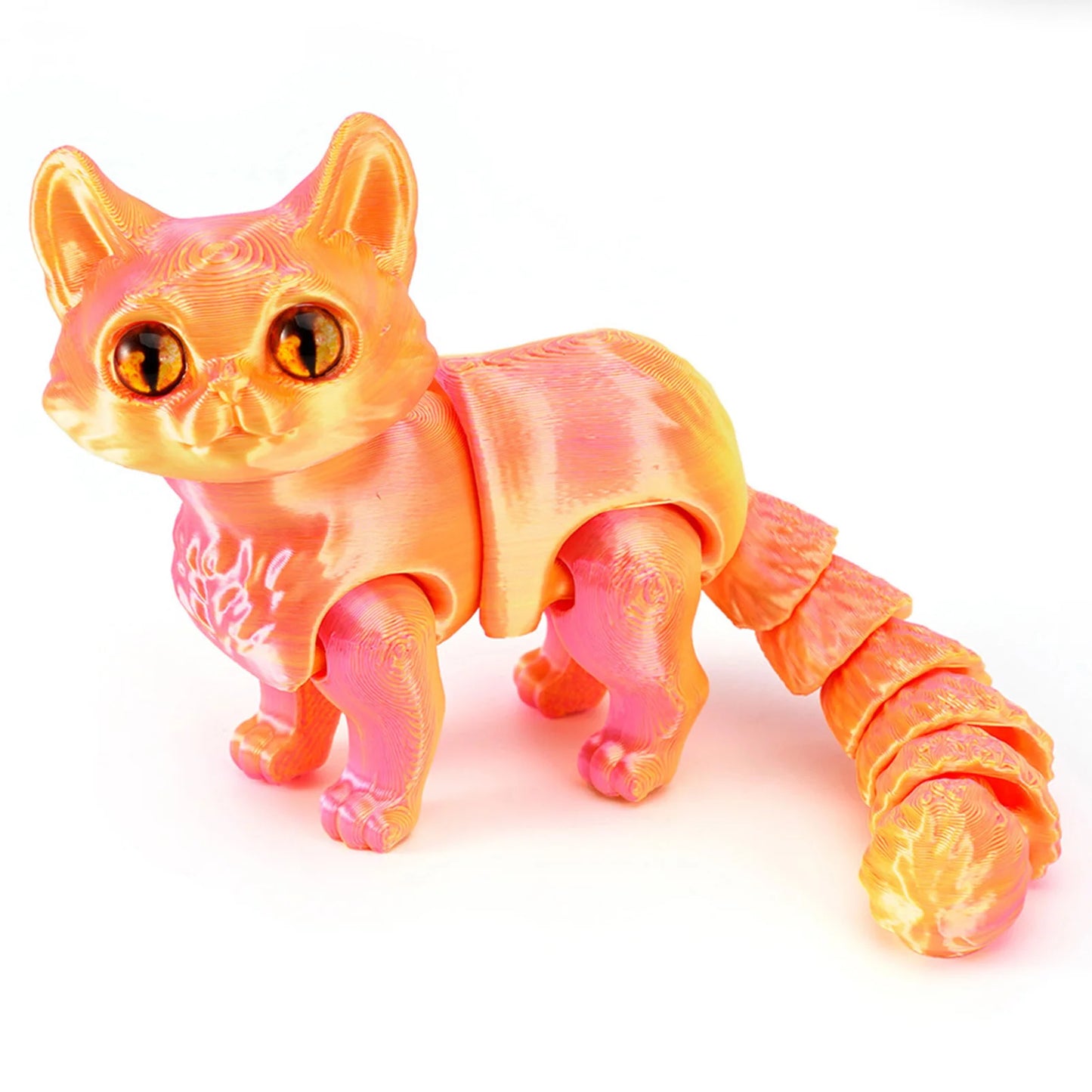 3D Printed Cute Cat Fidget Toy Figurine Articulated Animals Model Toy Desktop