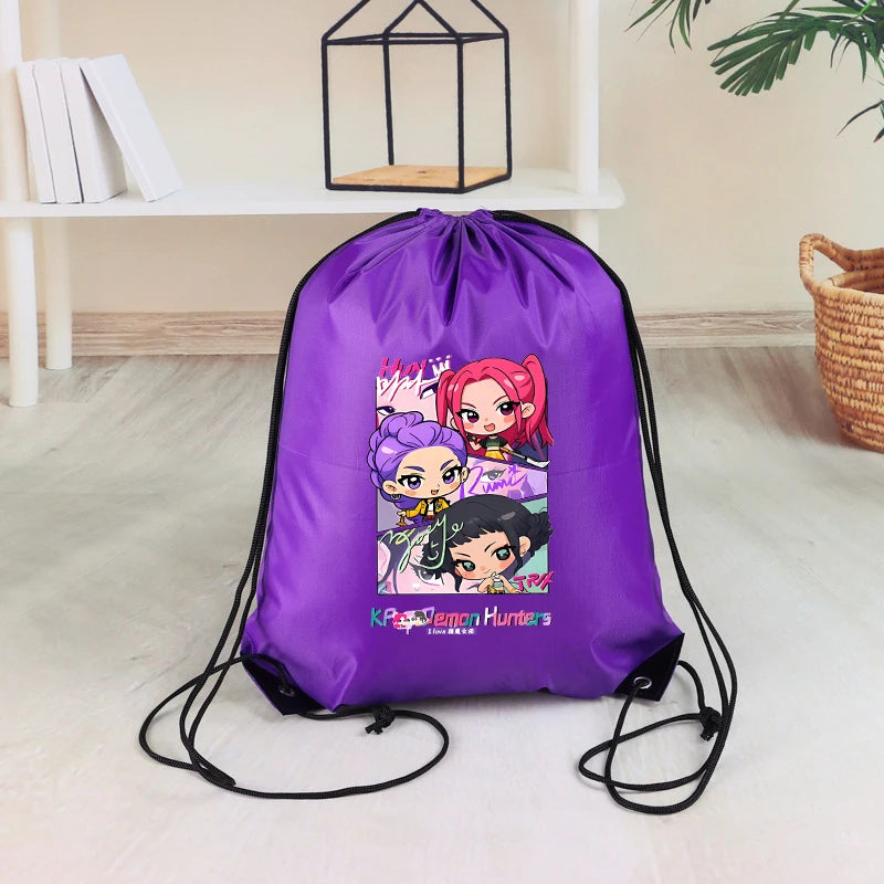 KPop Demon Hunters Kids Drawstring Bag Swimming Bag PE Kit Sports Huntrix School