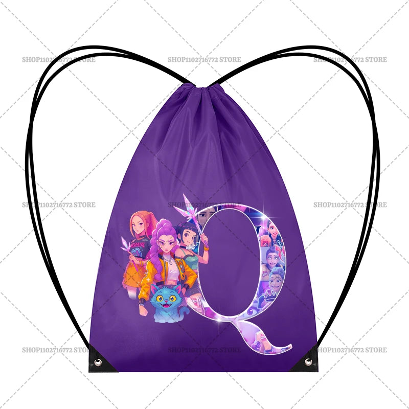 KPop Demon Hunters Merch Personalised Initial Backpack Book Sports PE Kit Swim Bag School Rumi Mira Zoey Huntrix Gift