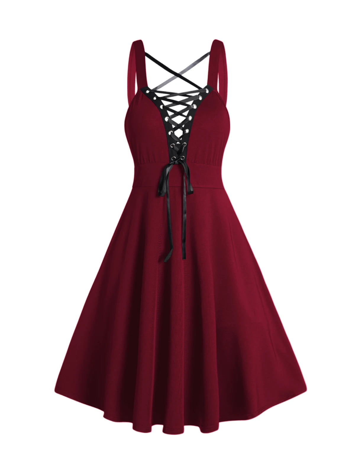 Sexy Vintage Burgundy Red Gothic Swing Dress 1950's