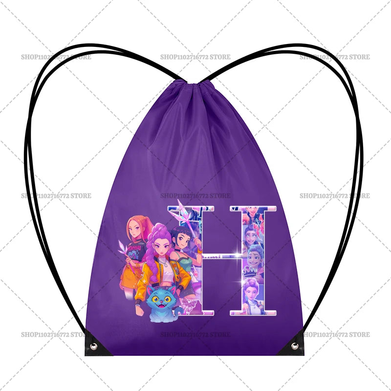 KPop Demon Hunters Merch Personalised Initial Backpack Book Sports PE Kit Swim Bag School Rumi Mira Zoey Huntrix Gift