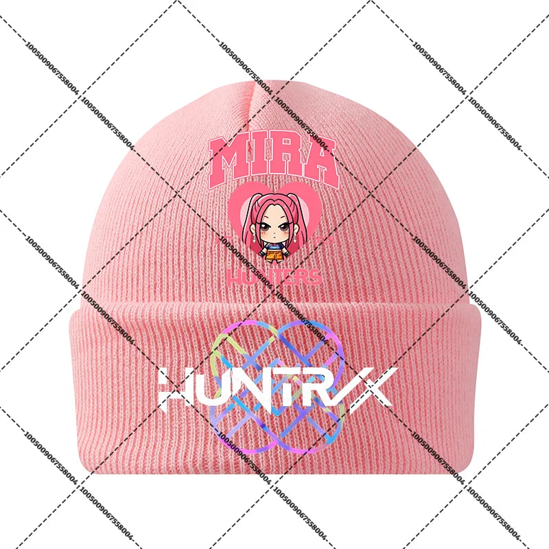 KPop Demon Hunters Huntrix Knit Cap Winter Beanie Knitted Hat Rumi Mira Zoey Merch Gifts