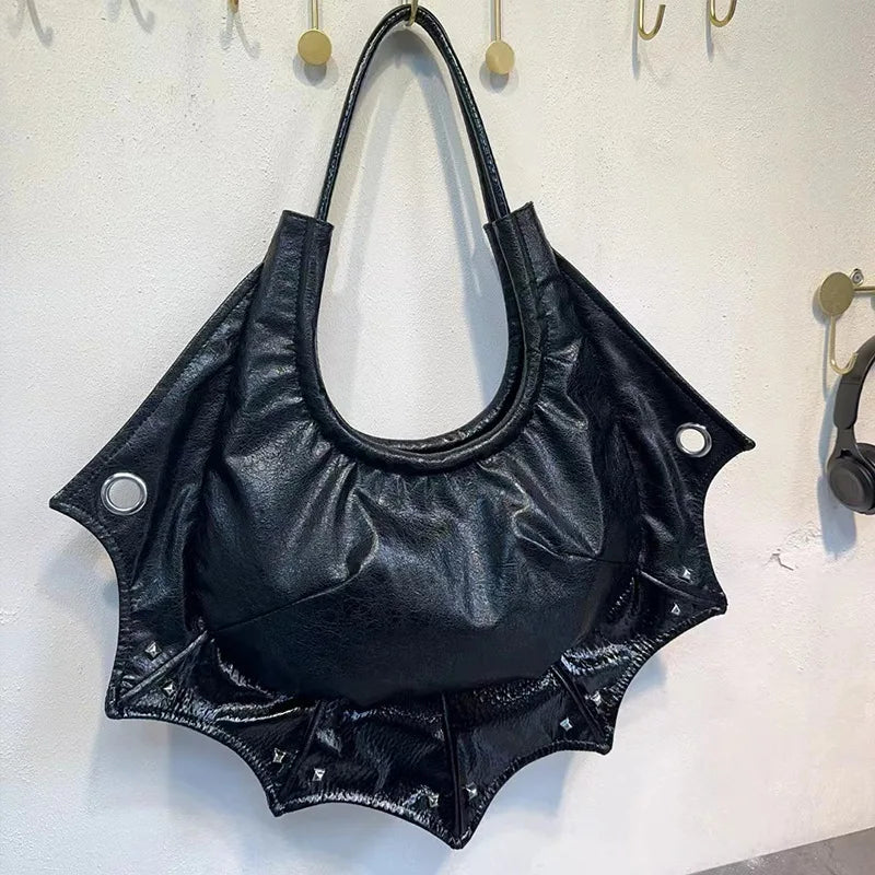 Leather Punk Gothic Rock Black Studded Purse Handbag